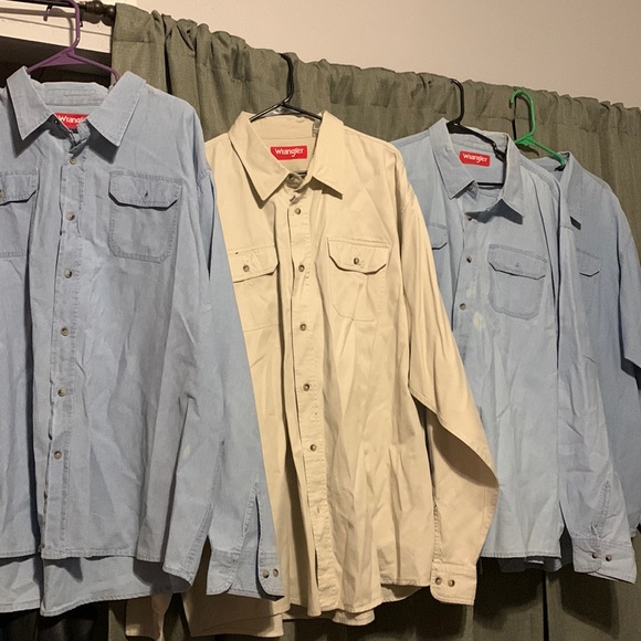 Three 3XL Wrangler Long Sleeve Button Down Shirts